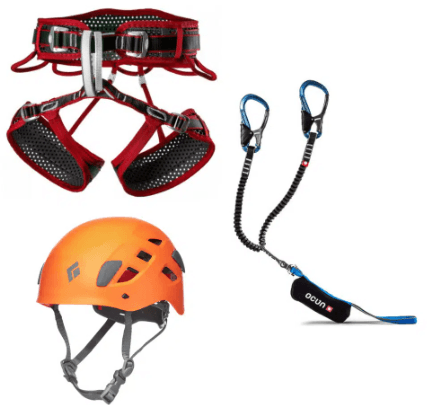  Arnés escalada + disipador + casco escalada